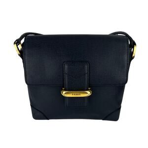 GIANFRANCO FERRÈ - SAFFIANO BLUE TEXTURED LEATHER CROSSBODY BAG